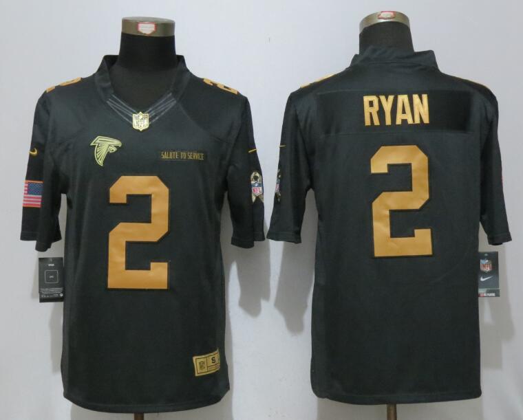 New Nike Atlanta Falcons #2 Ryan Gold Anthracite Salute To Service Limited Jersey